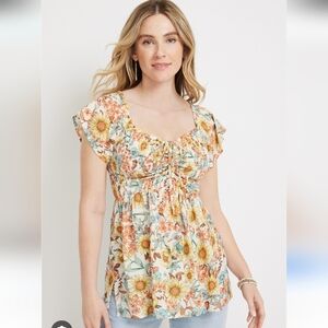 🌻EUC Maurices "Plus Size Floral Smocked Peplum Top" Fall Floral🌻🍁🍂 Sz 2X🌻